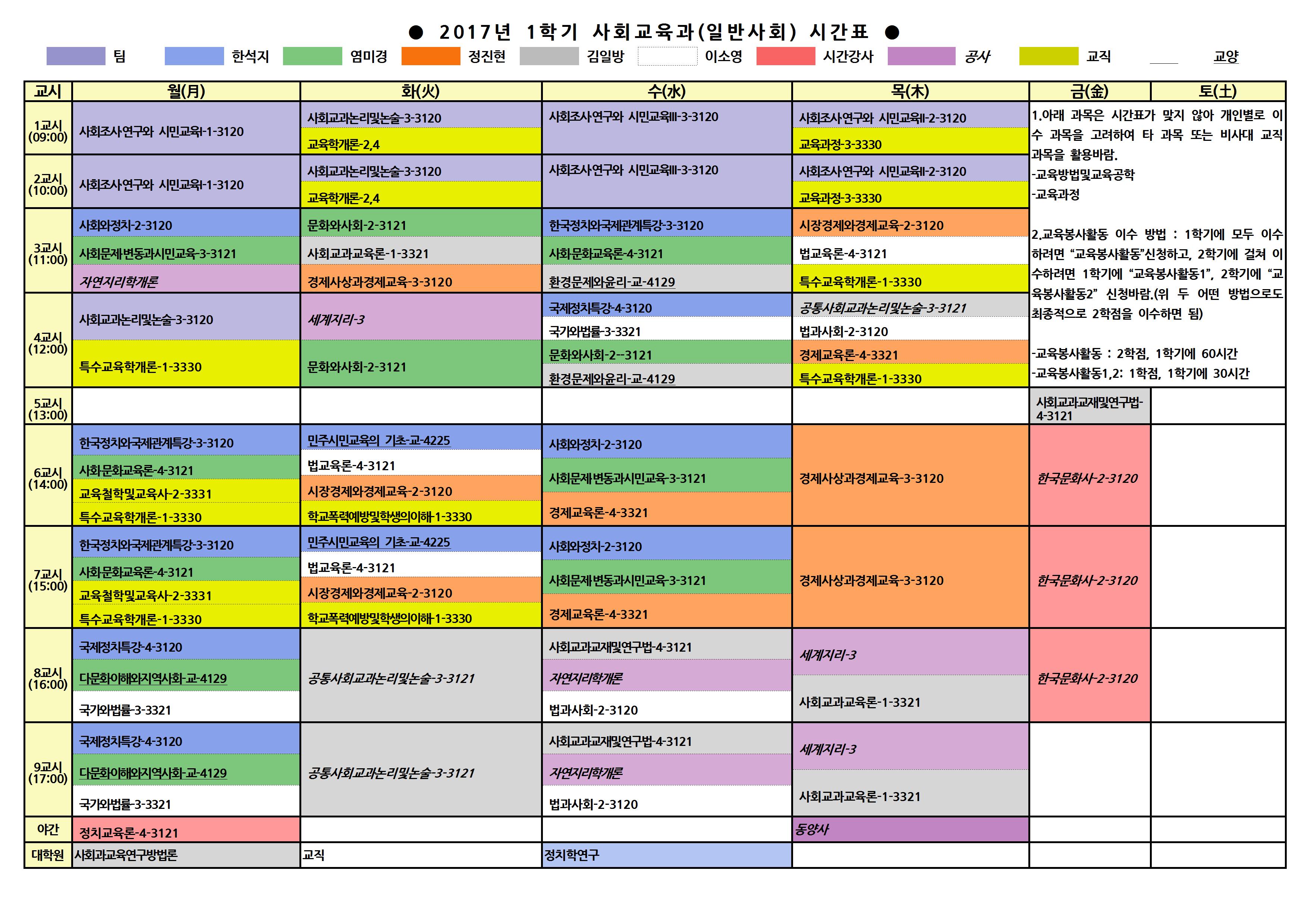 [학부]2017학년도 1학기 강의시간표(안)